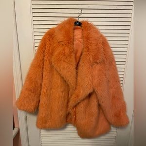 Orange Faux Fur Coat